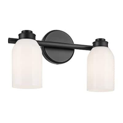 Kichler Lighting Shae 15" 2-Light Vanity Light with White Opal Glass in Black