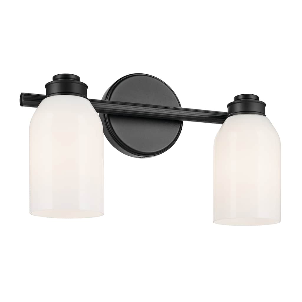 Kichler Lighting Shae 15" 2-Light Vanity Light with White Opal Glass in Black