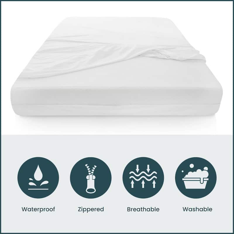 Onetan, Mattress Protector, Ultra Soft-Premium Breathable & Noiseless Cover, Water Proof, Zippered, Fits Mattress 6” to 9”,white