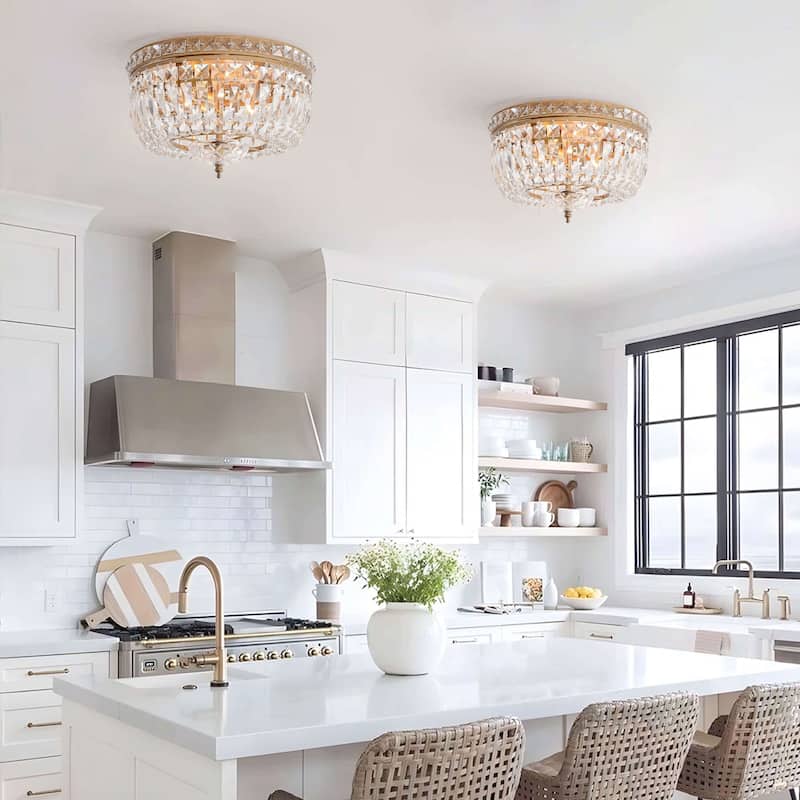 Elisa Crystal Basket Flush Mount Chandelier