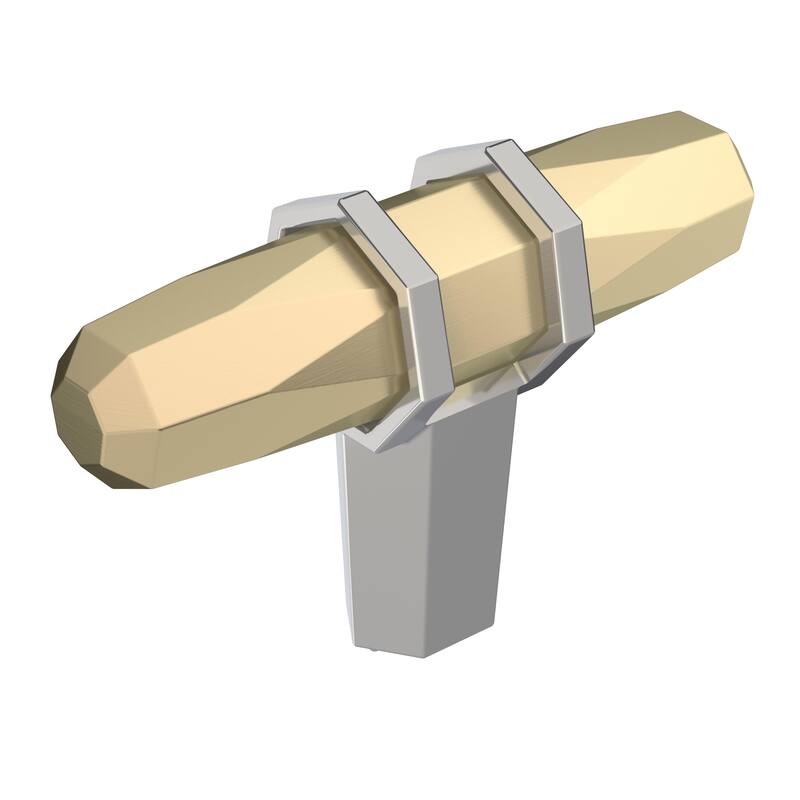 Amerock London 2-1/2 in (64 mm) Length Golden Champagne/Polished Chrome Cabinet Knob