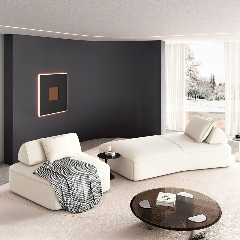 GDFStudio - Modern 139" Oversized Chenille Upholstered Modular Deep Seat Sectional Sofa with Removable Backrests & Soft Pillows