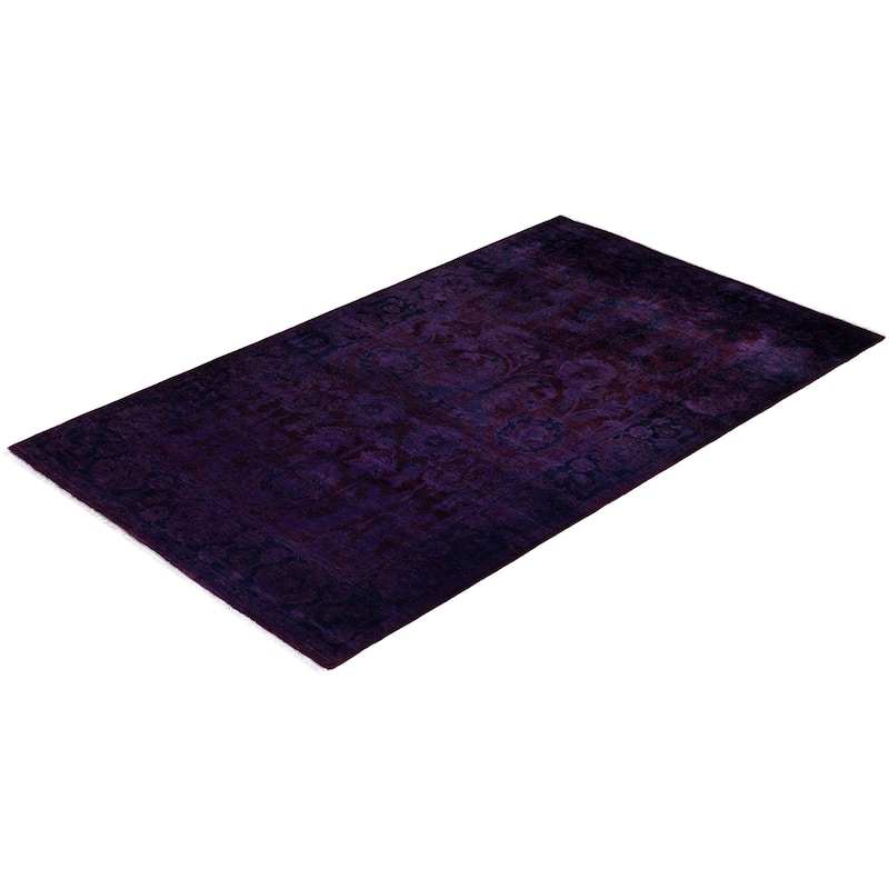 Overdyed One-of-a-Kind Hand-Knotted Area Rug - Purple - 3' 2" x 5' 3"