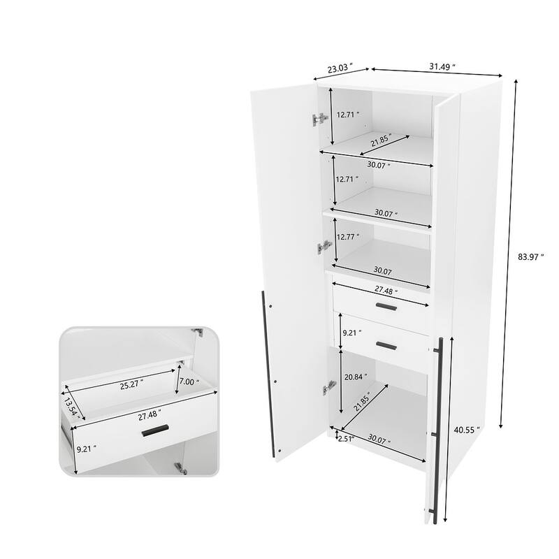 Manhattan Comfort Lee Modern 1.0 Freestanding Wardrobe Closet Armoire Set of 2
