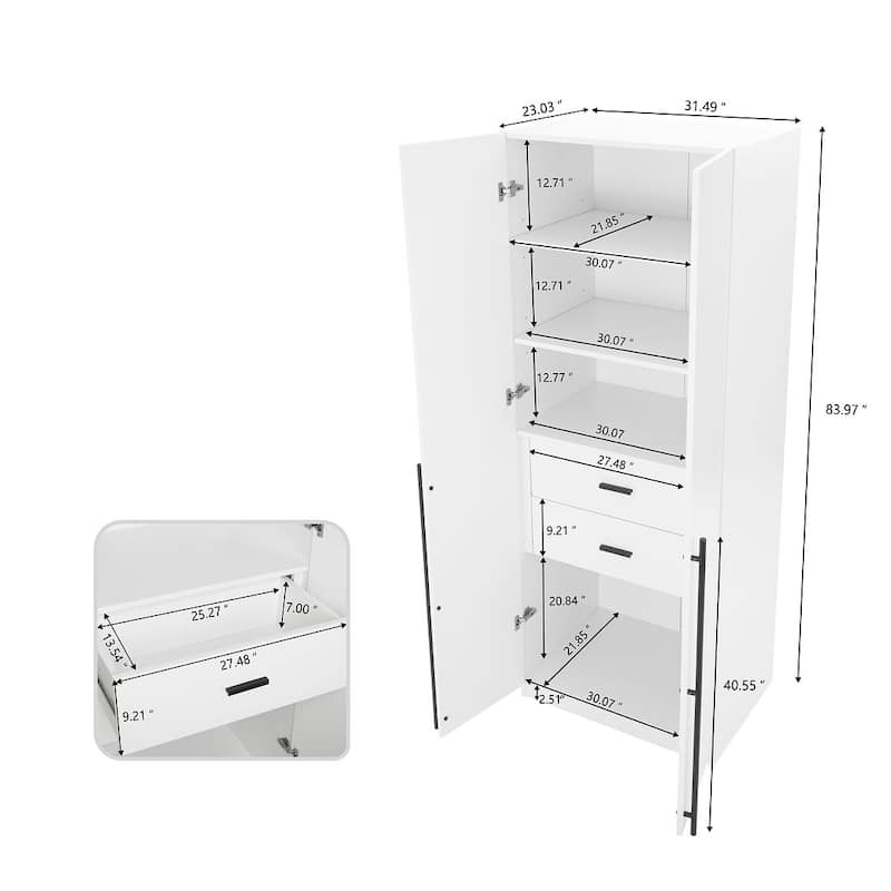 Manhattan Comfort Lee Modern Freestanding 3-Piece Module Wardrobe Closet Armoire