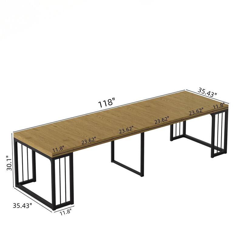 23.62" - 118" Stretching Length, Modern Extendable Dining Table,Seats 2-10 People,,Space-Saving Wood Dining Table for Kitchen