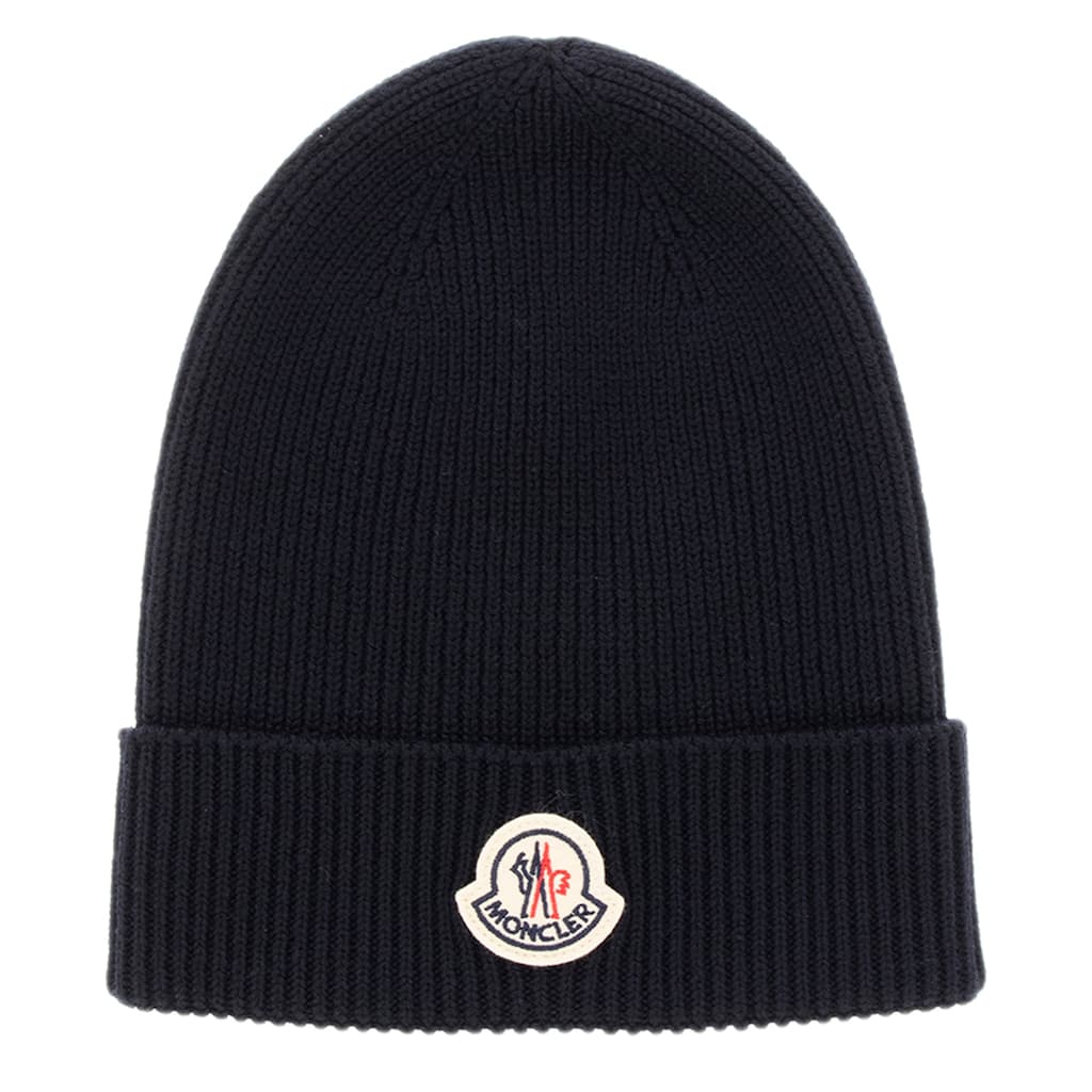 Moncler Logo Patch Wool Beanie