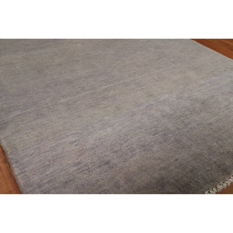 Gray Gabbeh Modern Rug Hand-Knotted Wool Carpet - 3'10"x 5'10"