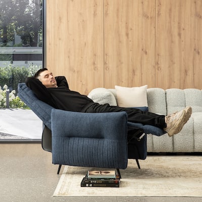 Glitzhome 41"H Fabric Push Back Recliner With Ergonomic Segmented Back