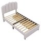preview thumbnail 2 of 12, Twin Size Upholstered Bed With 2 Storage Drawers,Wood Slat Support