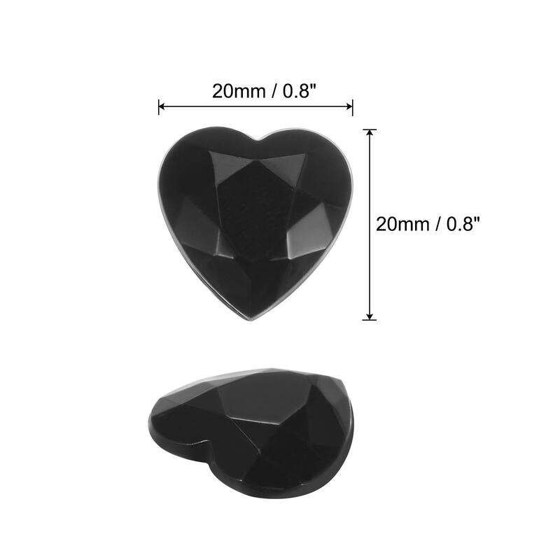 40 Pcs Acrylic Flat Back Rhinestones 20mm Heart Artificial Gemstone - Black