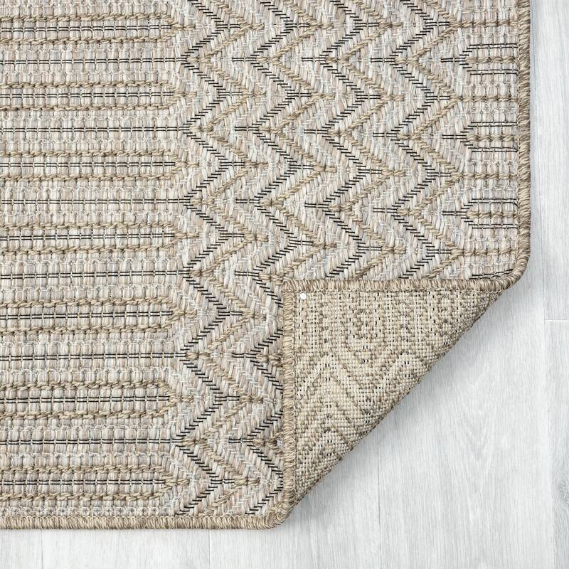 Sevita Modern Chevron Brown Indoor Outdoor Area Rug
