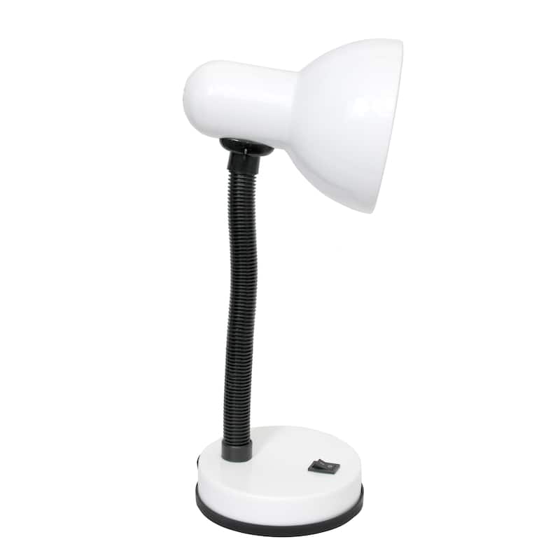Simple Designs 14.25" Basic Metal Desk Lamp with Flexible Hose Neck, Black, With LED Bulb