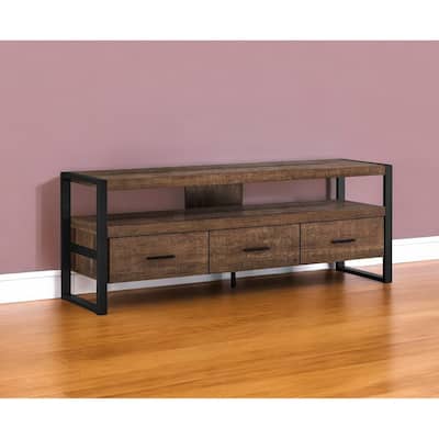 HomeRoots 59" Brown and Black Cabinet Enclosed Storage TV Stand - n/a