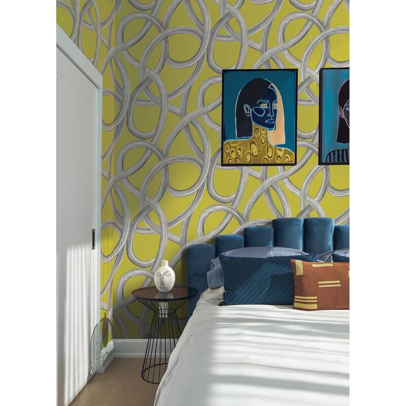 Calix Chartreuse Twisted Geo Wallpaper