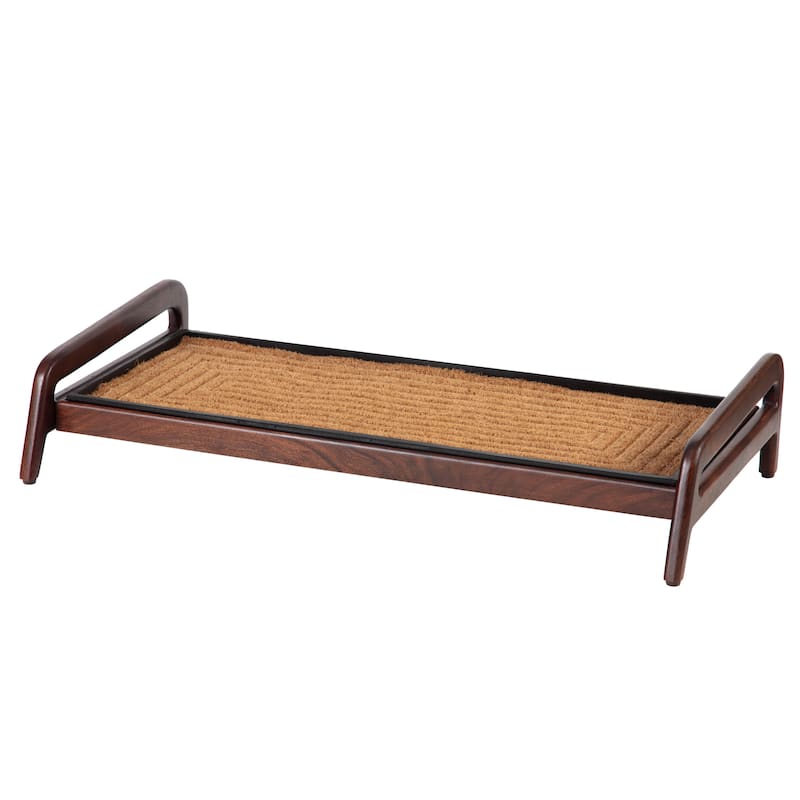 Jani Single-Tier Brown Stand 3-Pair Rubber Boot Tray - Rectangle Ripple