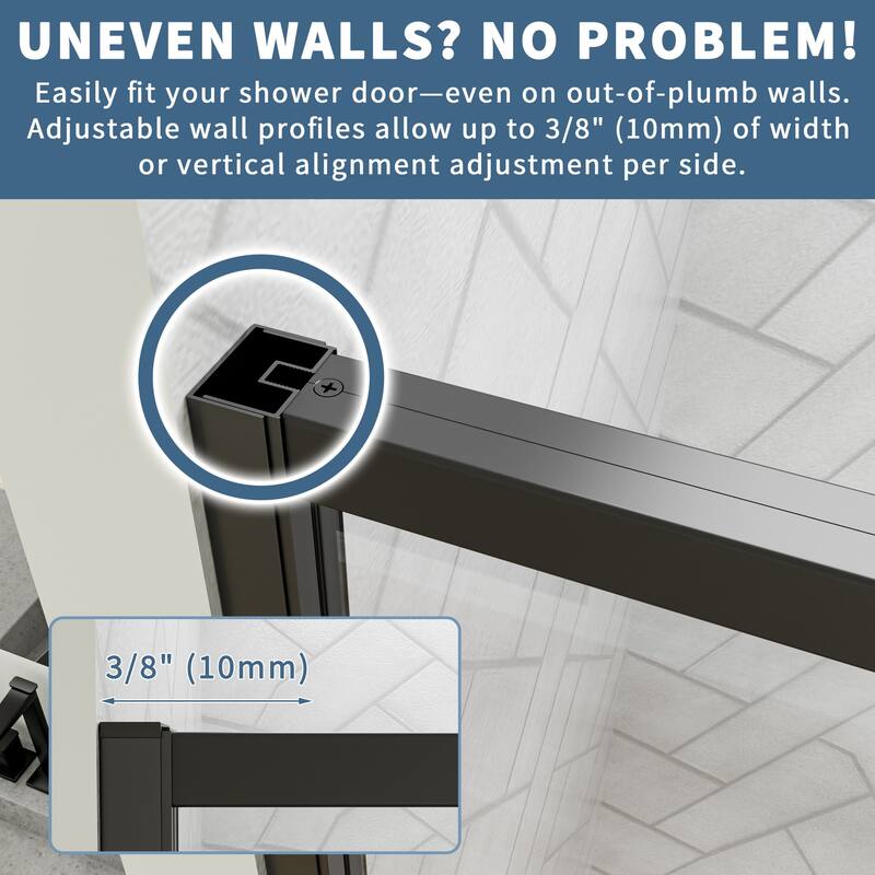 Modland 42''/48''/54''/60''W x 71''H Frameless Pivot Swing Shower Door Enclosure with 1/4" SGCC Tempered Glass Door