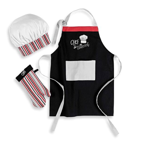 Mu Kitchen Minimu Kids 3 Piece Cotton Chef Set With Apron Hat And Mitt Overstock 28626287