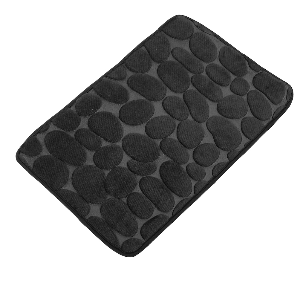 Bathroom Rugs Bath Mat Machine Washable Cobblestone Pattern Black 23.62"x15.75"