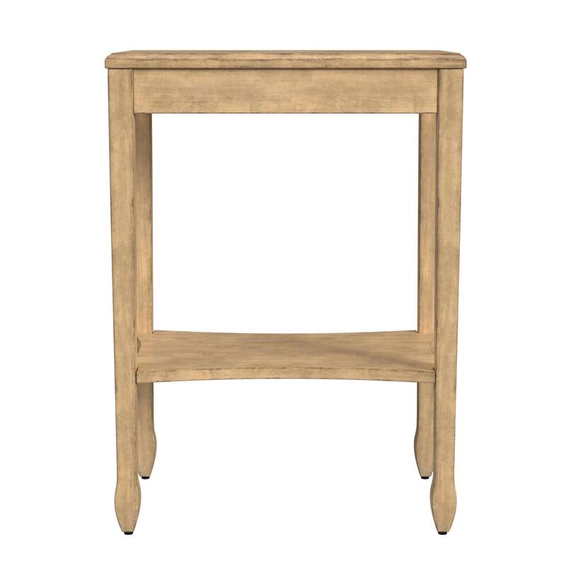 HomeRoots 25" Beige Manufactured Wood Rectangular End Table With Shelf - 12.00 in. x 25.00 in. x 18.00 in.