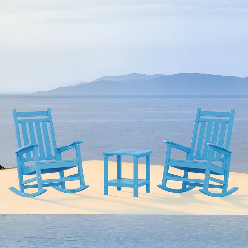 Outdoor Patio HDPE Rocking Chiar, Extra Wide Seat & Backrest