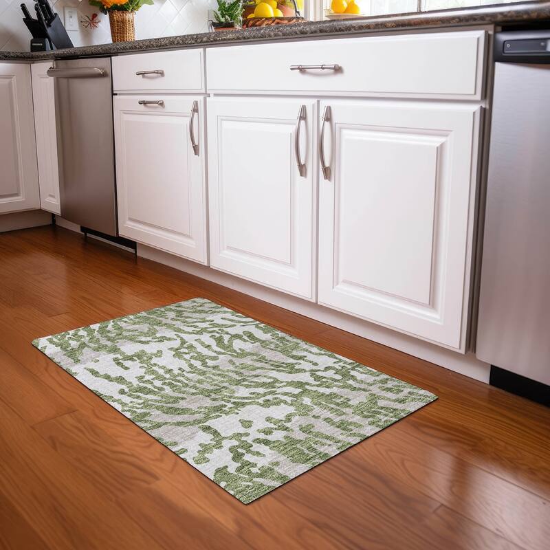 Premium Washable Super Soft Modern Tiger Mayfield Rug - Green - 1'8" x 2'6"