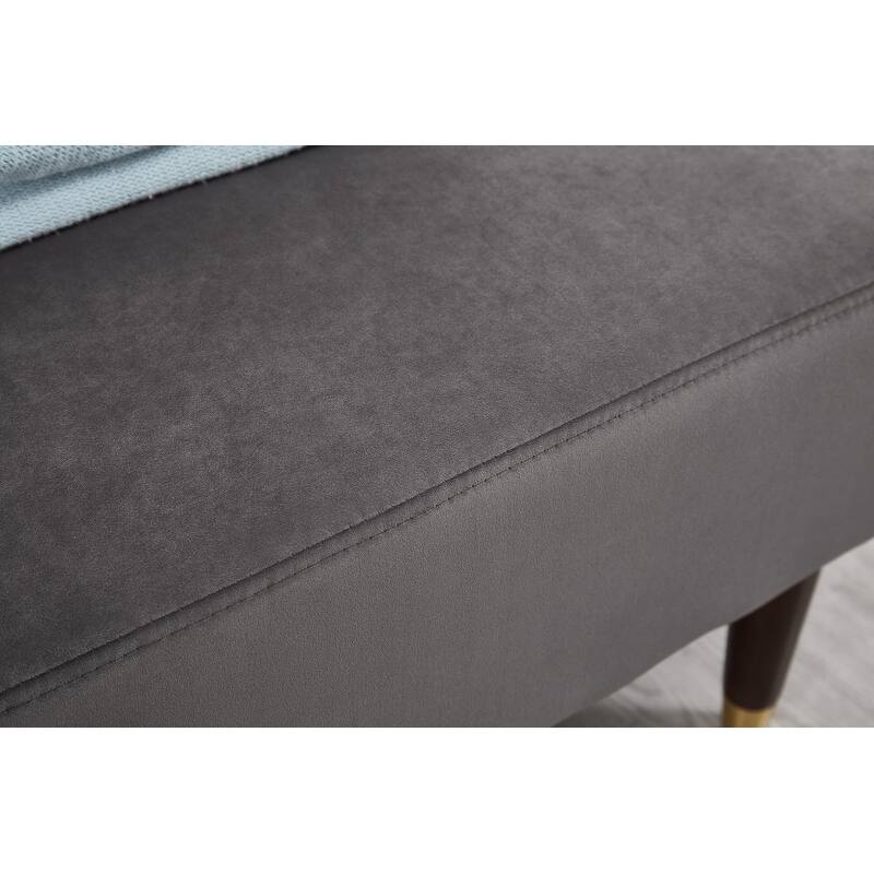 Modern Velvet Upholstered Lounge Chair with Pillow and Solid Wood Legs
