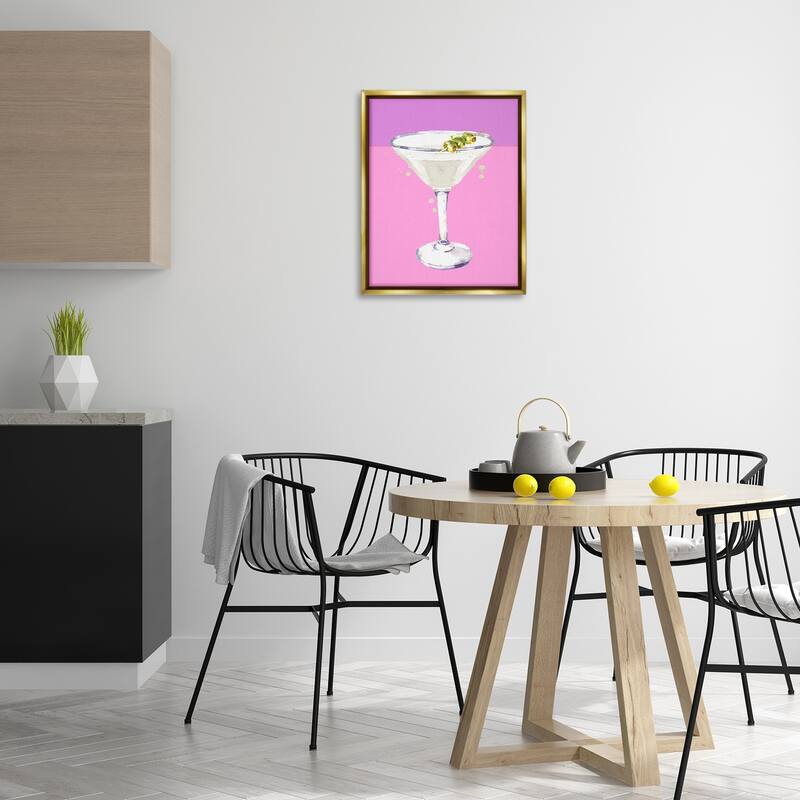 Stupell Bright Olive Martini Framed Floater Canvas Wall Art Design By Susan Jill