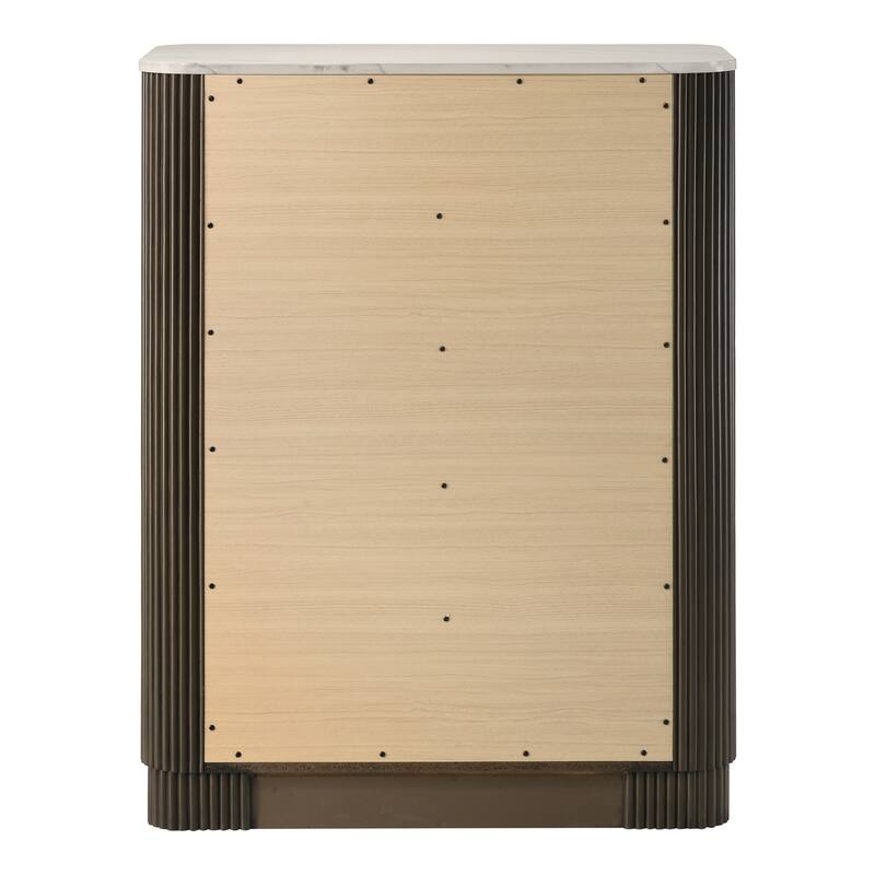 Furniture of America Alta Modern Dark Walnut 5-Drawer Chest with Artificial Marble Top