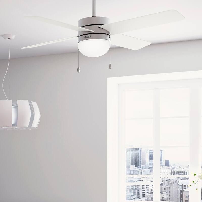 Hunter 52" Timpani Ceiling Fan w/ LED Light, Pull Chain - Standard - Brushed Nickel