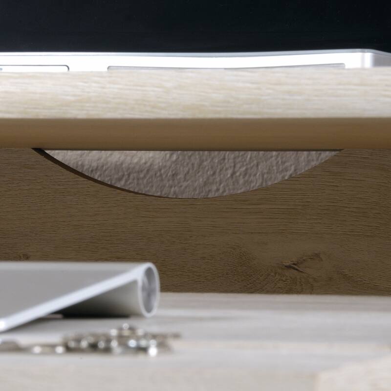 Engineered Wood Coastal Computer Desk with Slide-Out Keyboard Tray, Gray