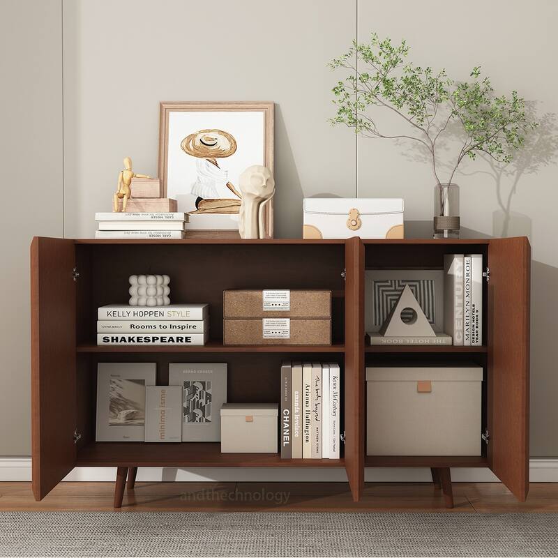 3-Door Console Wood Accent Cabinet - Walnut
