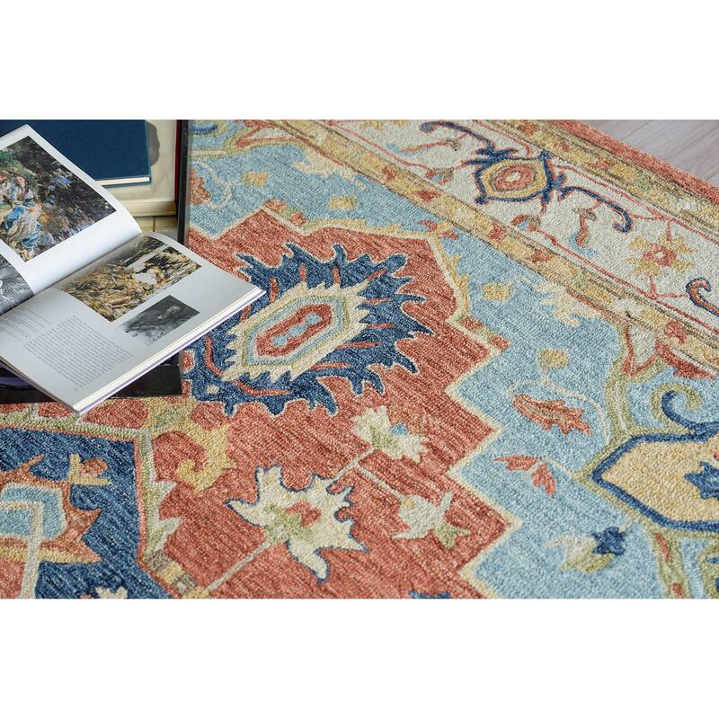 Exquisite Rugs Richmond Serapi Handmade Hand-tufted New Zealand Wool on Canvas Beige/Red Area Rug