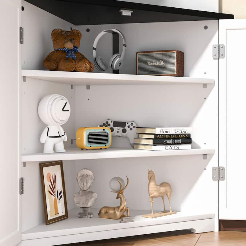 VEIKOUS 71 "Tall Corner Cabinet Storage with Doors and Adjustable Shelves