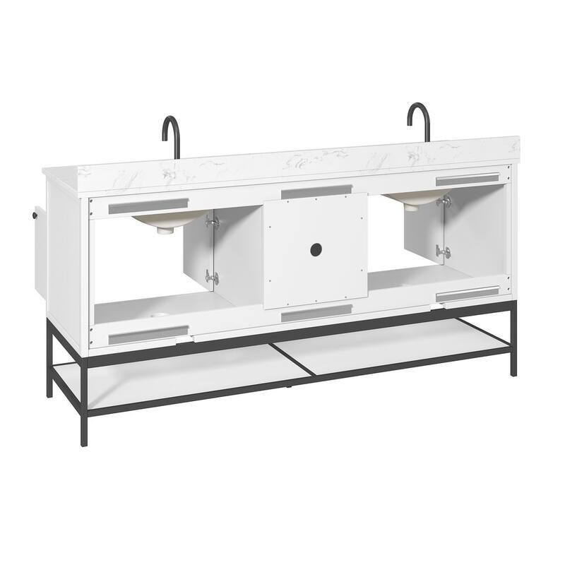 Avanity Paisley 72 in. Double Sink Vanity with Cala White Engineered Top