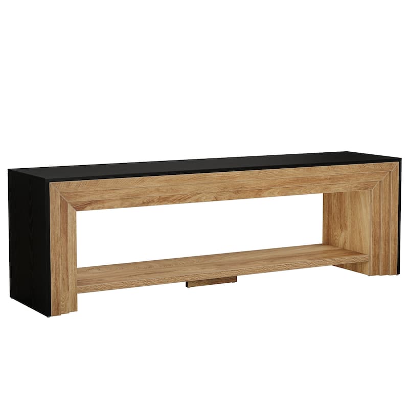 Long TV Stand for TVs, Wooden Entertainment Center with Storage Shelves, Low Media Console for Living Room, Bedroom