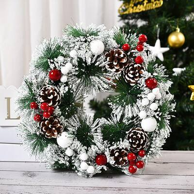 23 Inch Christmas Wreath For Front Door Artificial Christmas Door Wreaths - Green