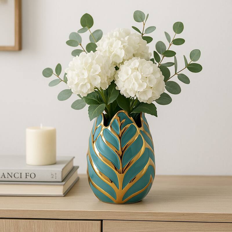 Ceramic Modern Leaf Sculptural Flower Vase