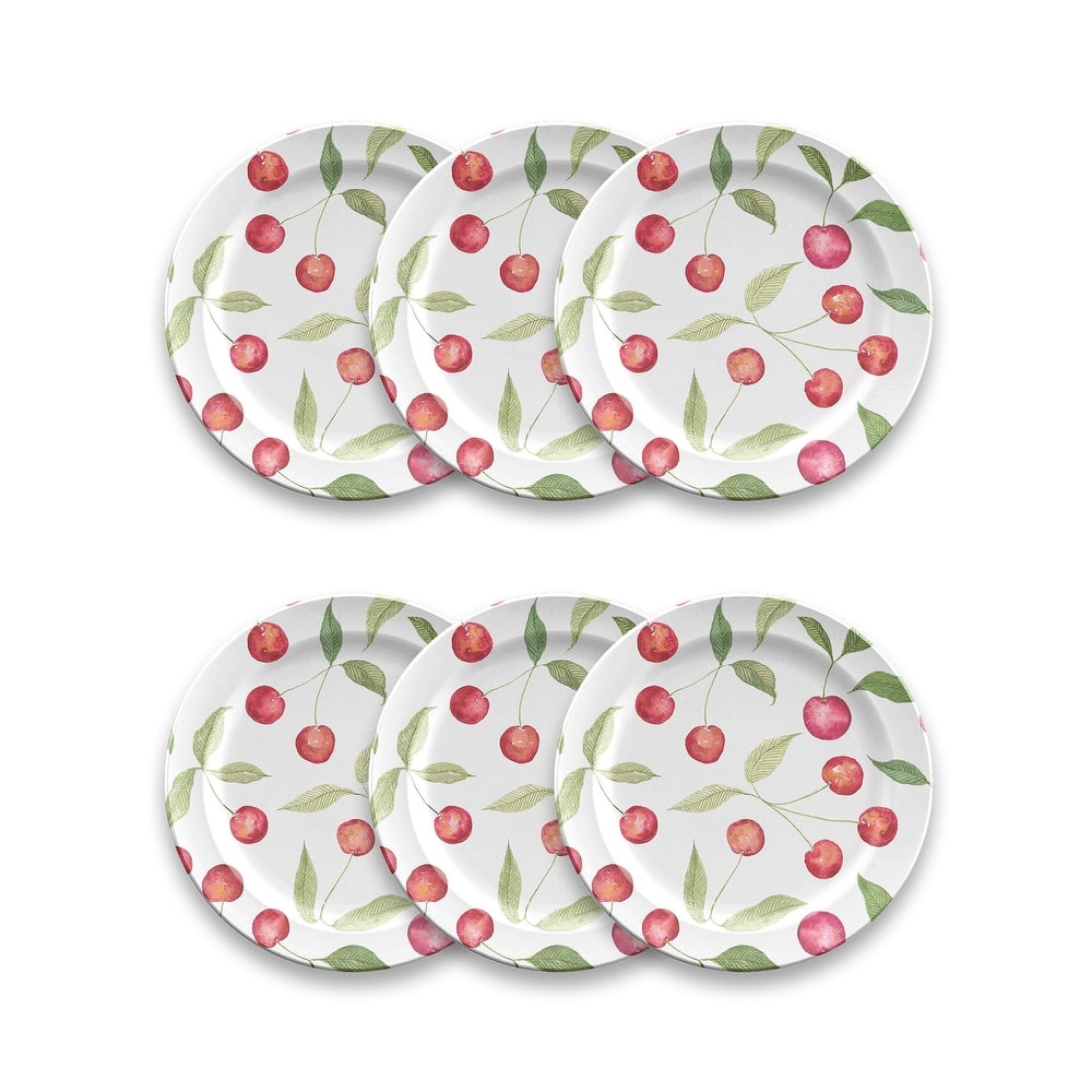 Abode Homewares Berries & Cherries Melamine Salad Plate - Multicolor - 8.5" - Set of 6