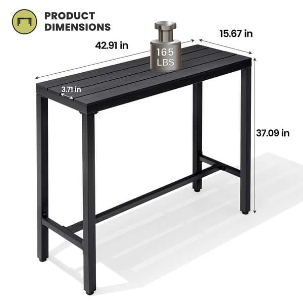 dimension image slide 8 of 14, Crestlive Products Patio Outdoor Rectangle Bar Table Combinable Pub Table