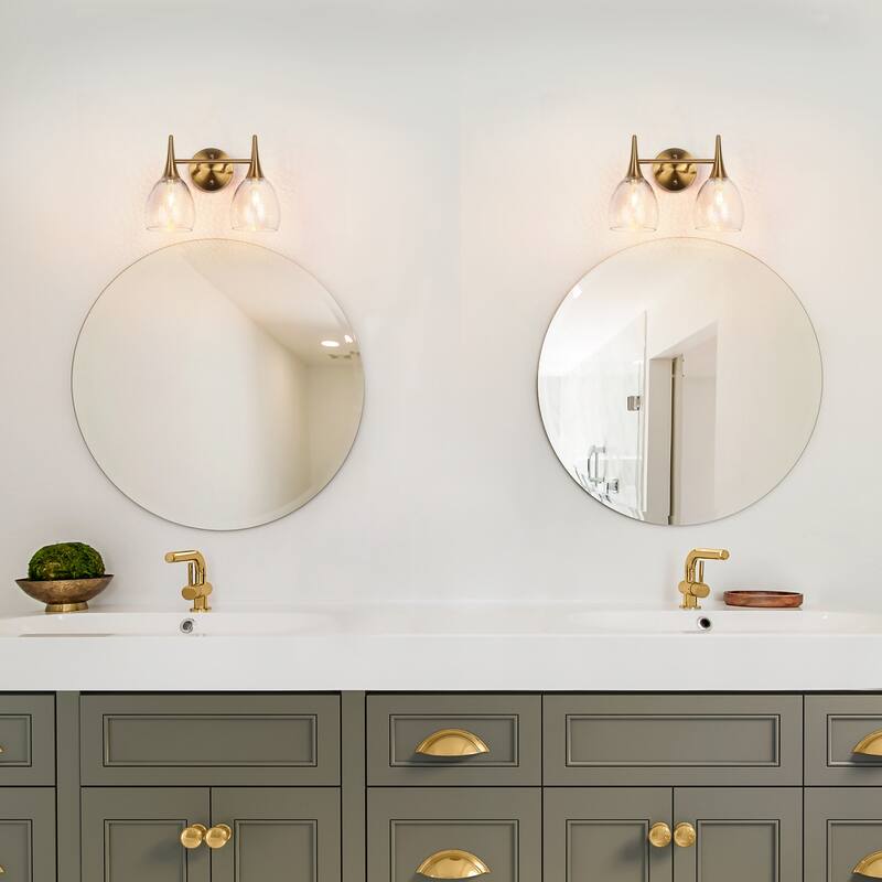 Suvy Modern Gold 3-Light Bathroom Vanity Lights Glass Wall Sconces