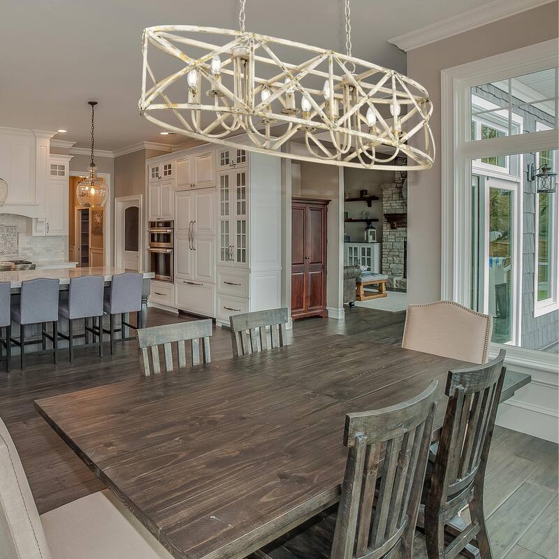 Golden Lighting Alcott 8-light Island Light in Antique Ivory - Gold