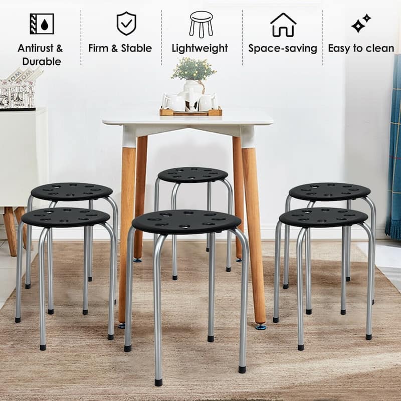 Set of 6 Portable Plastic Stack Stools - 14.5" x 14.5" x 17.5" (L x W x H)