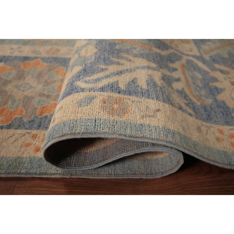 Vegetable Dye Oushak Turkish Area Rug Hand-Knotted Floral Wool Carpet - 8'0" x 9'9"