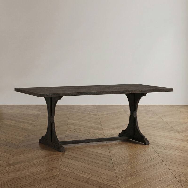 Furniture of America Badri Rustic 76-inch Solid Wood Dining Table - Antique Black