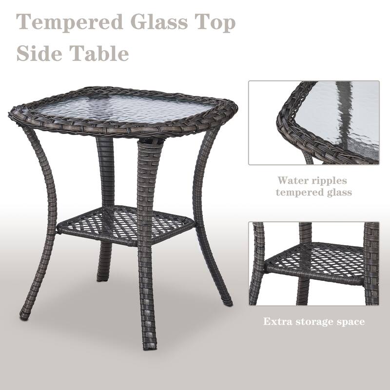 Pocassy Swivel Chairs with Cofee Table Grey-Grey - Grey