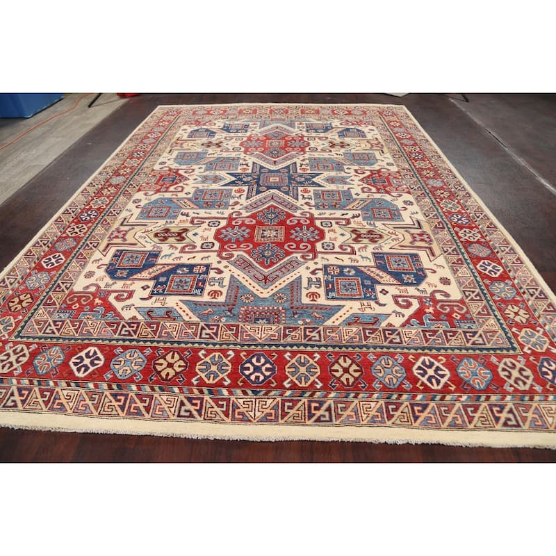 Geometric Super Kazak Oriental Vegetable Dye Area Rug Wool Handmade - 8'8" x 11'9"