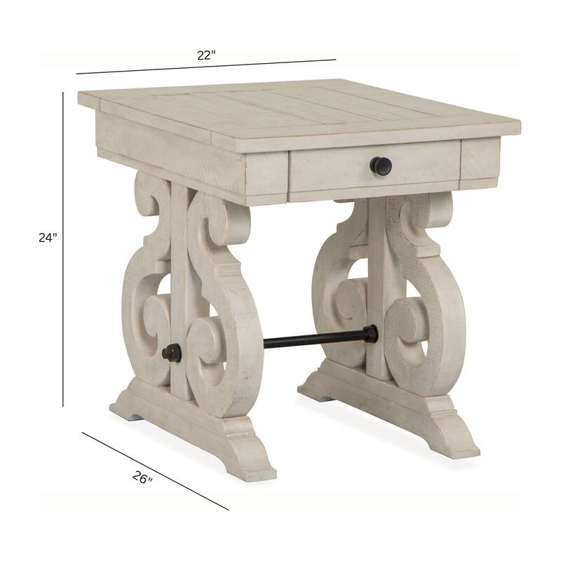 Magnussen Home Bronwyn Alabaster Rectangular End Table - 22''W x 26''D x 24''H