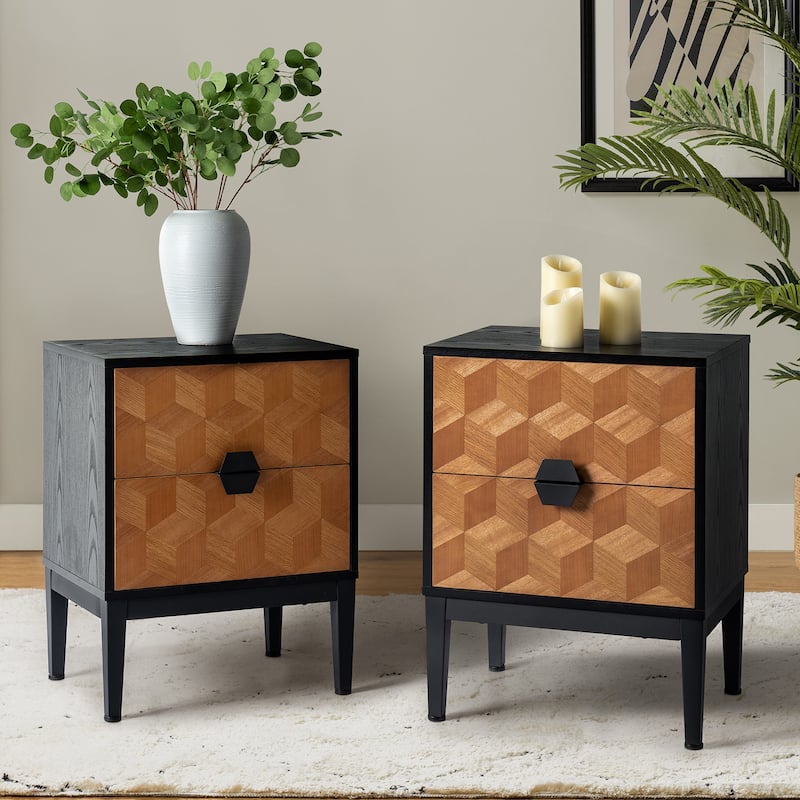 Apakah Modern 25"Tall 2-Drawer End Table with Charging Station and Adjustable Legs by HULALA HOME