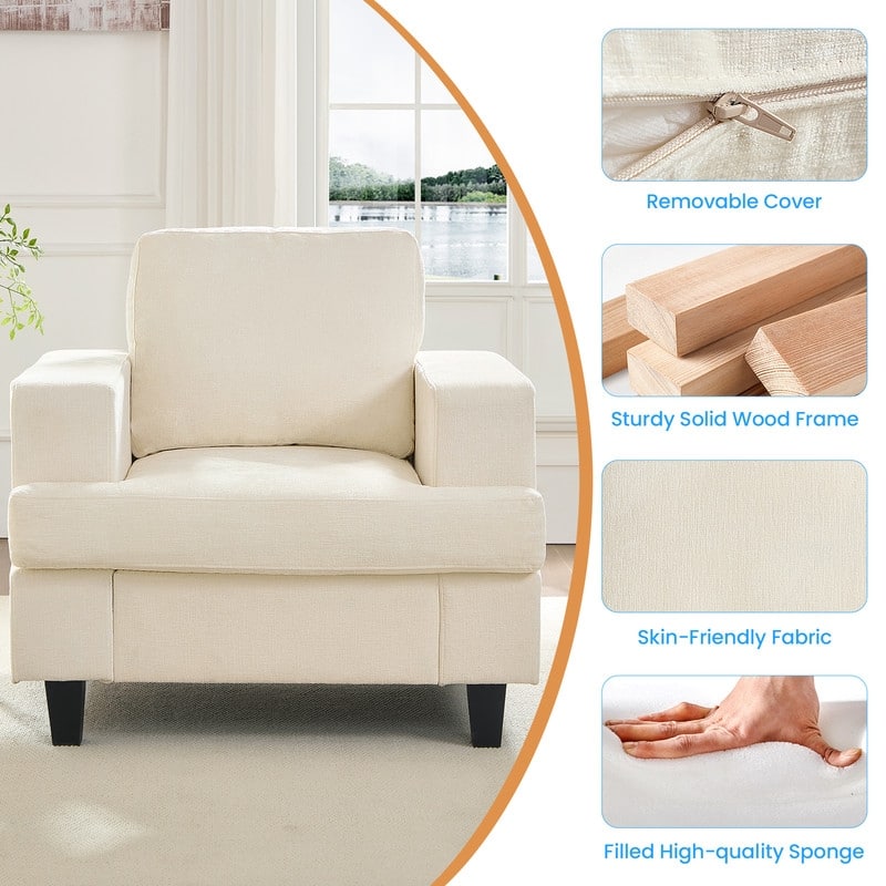 Mixoy Chenille 3 Piece Living Room Sofa Set,3-Seat Sofa/Loveseat/Armchair Sofa Sets,Modular Sectional Couch Furniture Sets